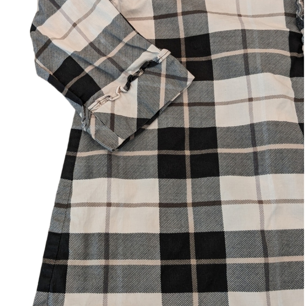 Kate Spade Cream Black Plaid Ruffle Button Popover Top Girls Size 14Y (XL) - Picture 4 of 8